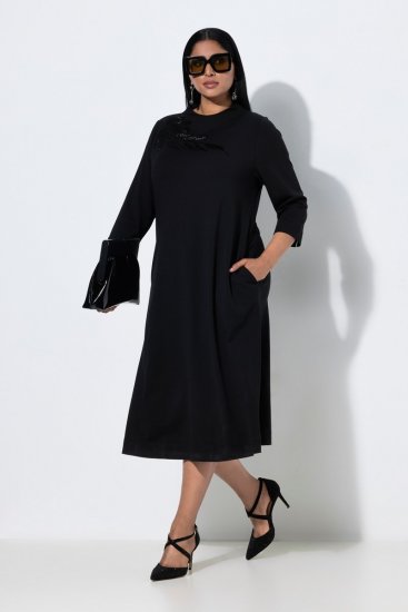 Ulla Popken 855373 Vestido de jersey estampado Preto - Vestidos em jersey - 