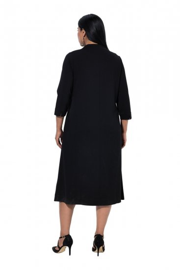 Ulla Popken 855373 Vestido de jersey estampado Preto - Vestidos em jersey - 