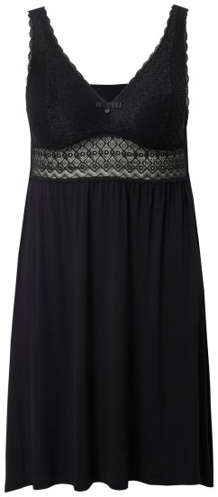 Ulla Popken 855428 Négligé com renda Preto - Camisas de noite - 