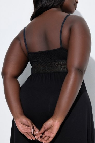 Ulla Popken 855428 Négligé com renda Preto - Camisas de noite - 