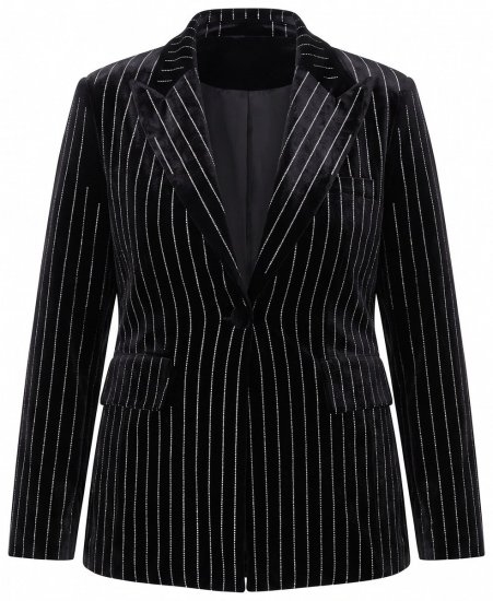 Ulla Popken 855499 Blazer de veludo com strass Preto - Blazers e Coletes - Blazers em Tamanhos Grandes