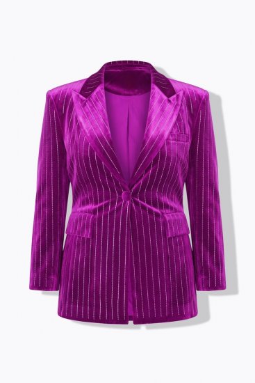 Ulla Popken 855499 Blazer de veludo com strass Magenta - Blazers e Coletes - Blazers em Tamanhos Grandes