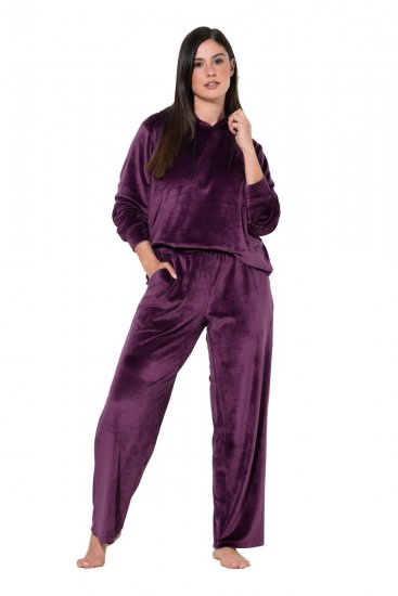 Ulla Popken 856119 Calças de estar em casa Ameixa - Pijamas/Loungewear - 