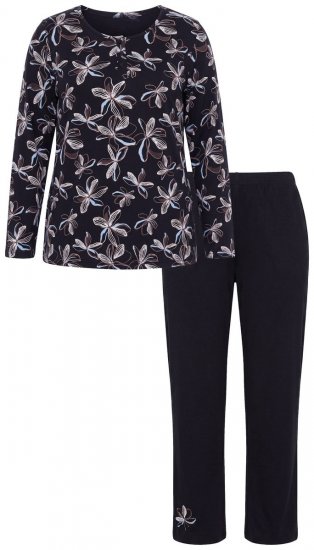 Ulla Popken 856134 Pijama com flores Preto - Pijamas/Loungewear - 