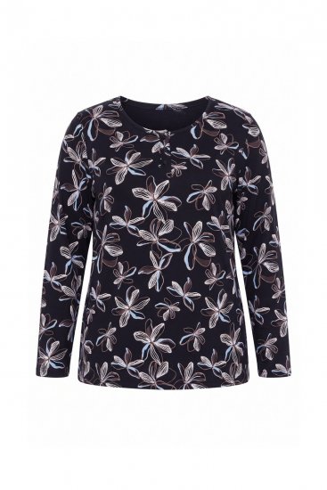 Ulla Popken 856134 Pijama com flores Preto - Pijamas/Loungewear - 