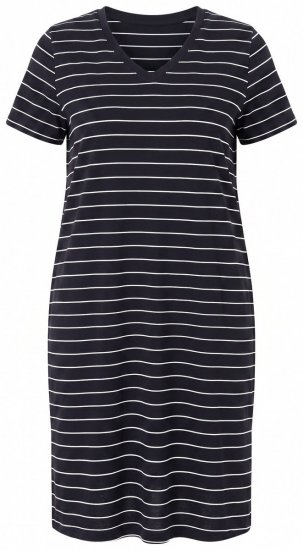 Ulla Popken 856135 Camisa de noite às riscas em algodão orgânico Preto - Camisas de noite -