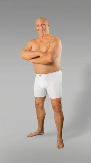 20 Nodi 938 Stretch Cotton Boxer with Embroidered Long Leg White - Boxers - Boxers Homem Tamanhos Grandes