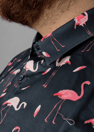 Kam Jeans 6068 Flamingo Short Sleeve Shirt Navy - Camisas - Camisas Homem Tamanhos Grandes
