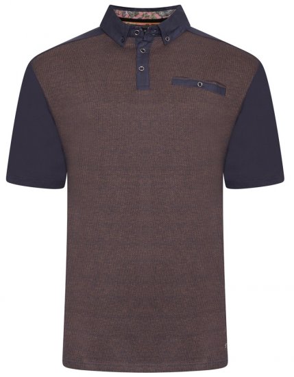 Kam Jeans 5490 Jersey Weave Contrast Polo Navy - Pólos - Pólos Tamanhos Grandes Homem