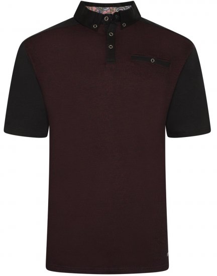 Kam Jeans 5490 Jersey Weave Contrast Polo Black - Pólos - Pólos Tamanhos Grandes Homem