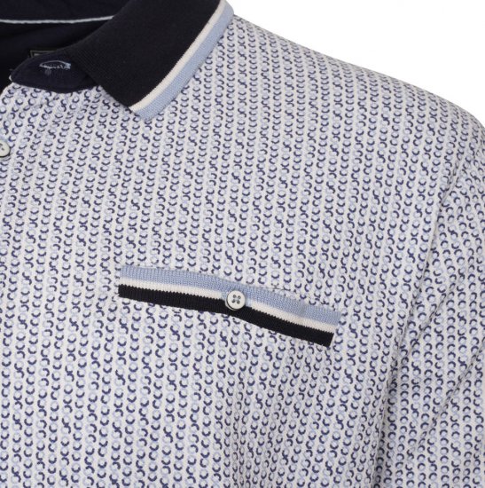 Kam Jeans 5487 Dobby Print Pique Polo White - Pólos - Pólos Tamanhos Grandes Homem