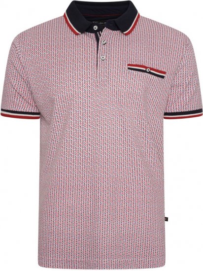 Kam Jeans 5487 Dobby Print Pique Polo Red - Pólos - Pólos Tamanhos Grandes Homem