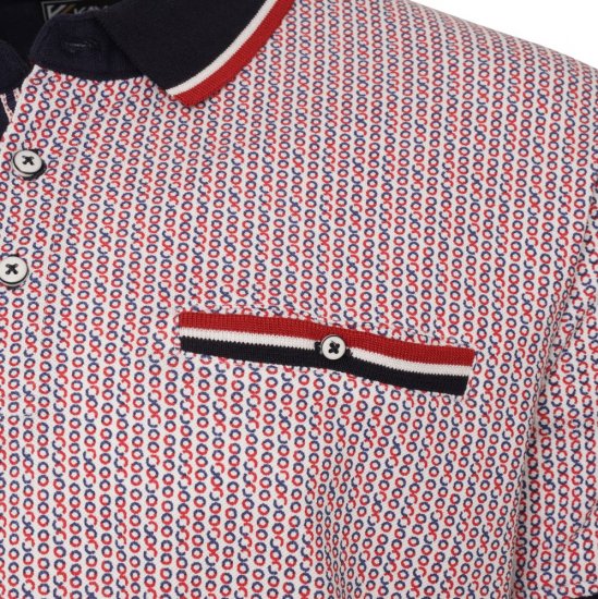 Kam Jeans 5487 Dobby Print Pique Polo Red - Pólos - Pólos Tamanhos Grandes Homem