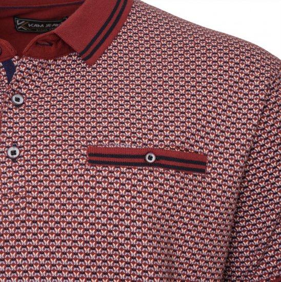  Kam Jeans 5488 Dobby Print Pique Polo Wine - Pólos - Pólos Tamanhos Grandes Homem
