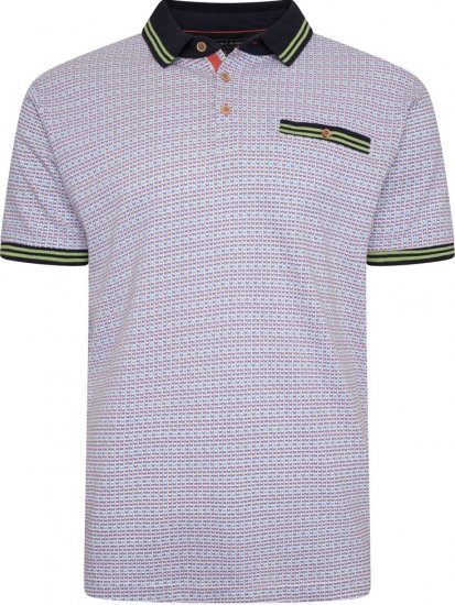 Kam Jeans 5488 Dobby Print Pique Polo Navy - Pólos - Pólos Tamanhos Grandes Homem