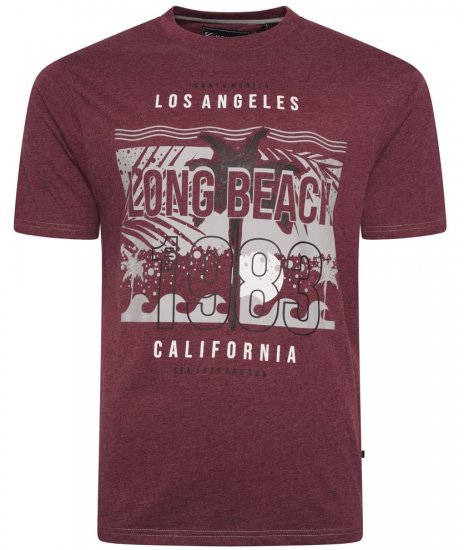 Kam Jeans 5729 Long Beach Print T-Shirt Burgundy - T-shirts - T-shirts Homem Tamanhos Grandes