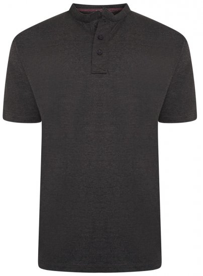 Kam Jeans 5744 Textured Jersey Grandad Top Charcoal - T-shirts - T-shirts Homem Tamanhos Grandes