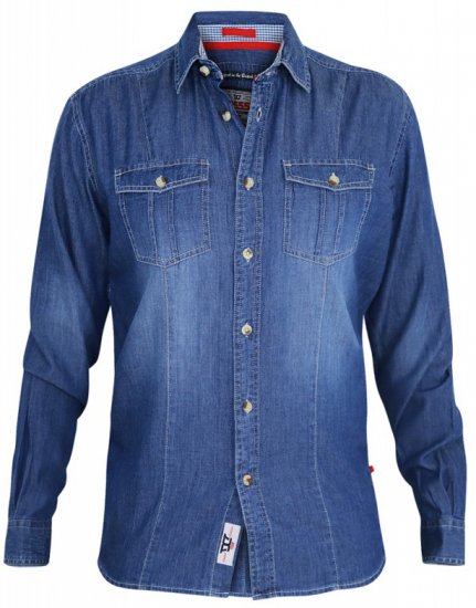 D555 Adcock Long Sleeve Vintage Denim Shirt - Camisas - Camisas Homem Tamanhos Grandes