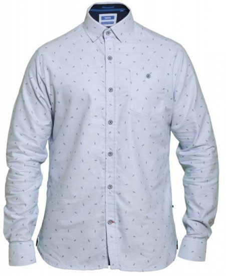 D555 Addington Printed Oxford Shirt Blue - Camisas - Camisas Homem Tamanhos Grandes