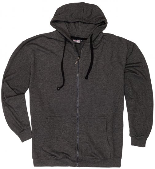 Adamo Athen Hoodie with Zipper Charcoal - Sweatshirts & hoodies - Sweatshirt & Camisolas com Capuz tamanhos grandes
