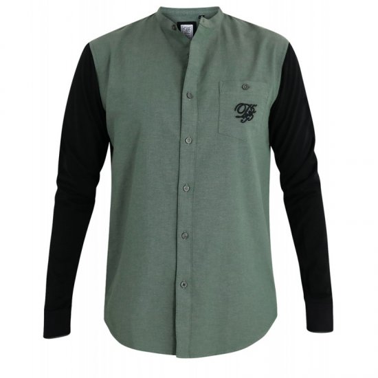 D555 Atkins Grandad Shirt with Jersey Sleeves - Camisas - Camisas Homem Tamanhos Grandes