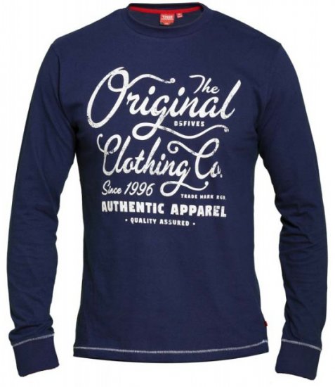 D555 Austin Long Sleeve T-shirt Navy - T-shirts - T-shirts Homem Tamanhos Grandes