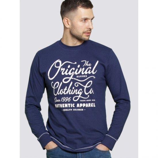 D555 Austin Long Sleeve T-shirt Navy - T-shirts - T-shirts Homem Tamanhos Grandes