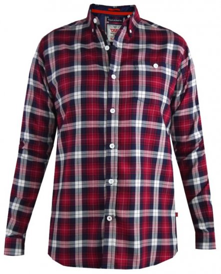 D555 Baltimore Checked Shirt Red - Camisas - Camisas Homem Tamanhos Grandes