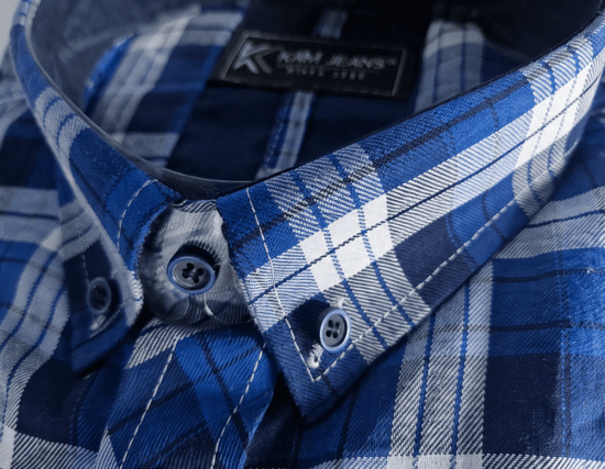 Kam Jeans 6369 Checked Short Sleeve Shirt Blue - Camisas - Camisas Homem Tamanhos Grandes