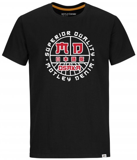 Motley Denim Bradford T-shirt Red on Black - T-shirts - T-shirts Homem Tamanhos Grandes