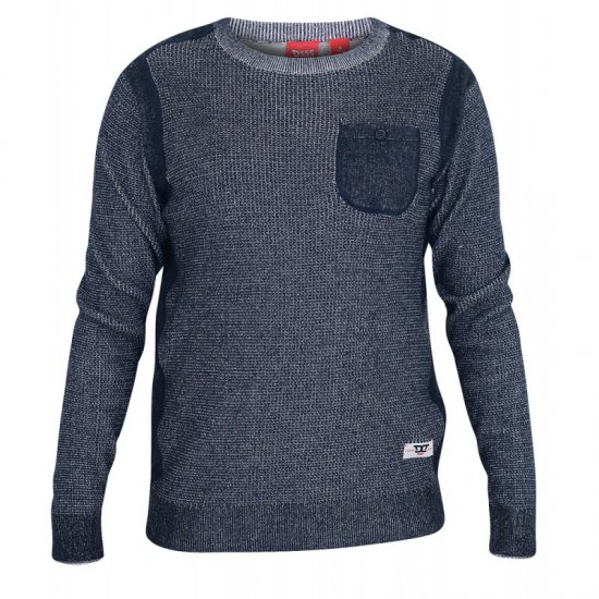 D555 Bryson Crewneck Sweater with Pocket Navy - Sweatshirts & hoodies - Sweatshirt & Camisolas com Capuz tamanhos grandes