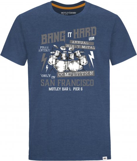 Motley Denim Cropton T-Shirt Dark Indigo - T-shirts - T-shirts Homem Tamanhos Grandes