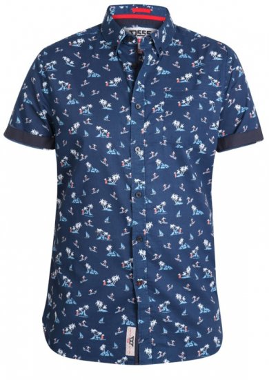 D555 Davian Hawaii Shirt Navy - Camisas - Camisas Homem Tamanhos Grandes