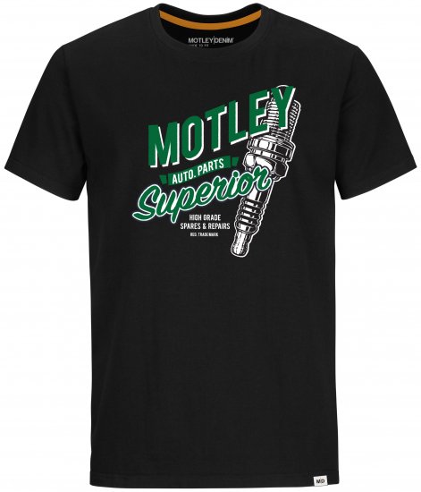Motley Denim Derry T-shirt Green on Black - T-shirts - T-shirts Homem Tamanhos Grandes