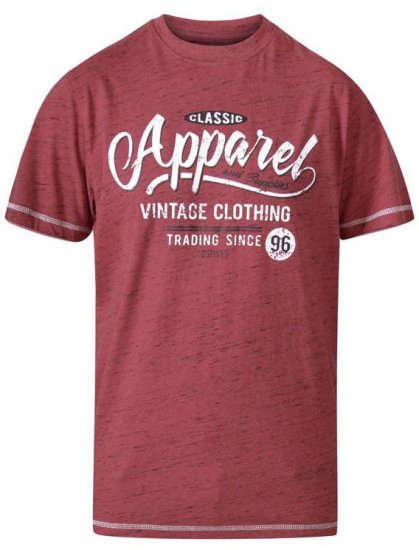 D555 Douglas Classic Apparel Crew Neck Printed T-Shirt Red Reno - T-shirts - T-shirts Homem Tamanhos Grandes