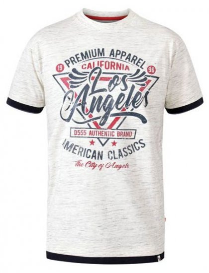 D555 Ellwood Los Angeles Crew Neck Printed T-Shirt Off White Reno - T-shirts - T-shirts Homem Tamanhos Grandes