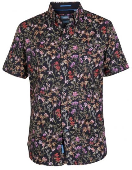 D555 Emmet Floral Shirt Black - Camisas - Camisas Homem Tamanhos Grandes