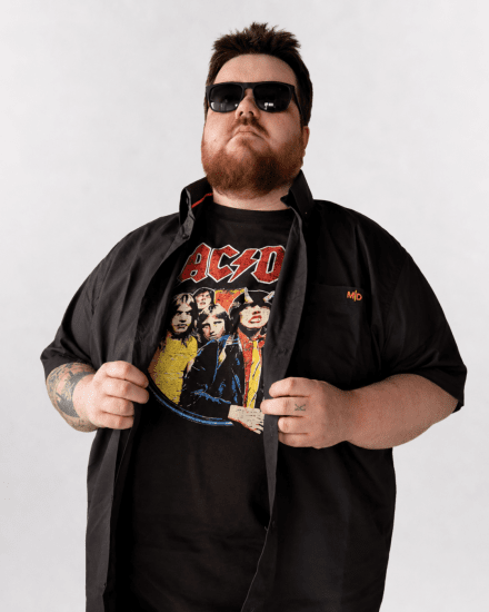 D555 Hugh Official ACDC Highway To Hell T-shirt com Estampa Preto - T-shirts - T-shirts Homem Tamanhos Grandes