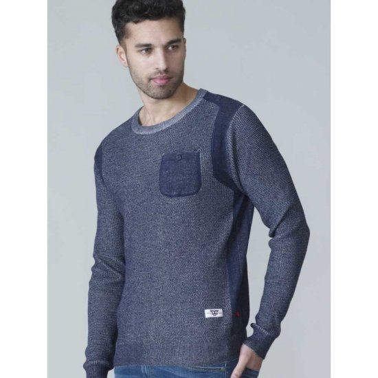 D555 Bryson Crewneck Sweater with Pocket Navy - Sweatshirts & hoodies - Sweatshirt & Camisolas com Capuz tamanhos grandes