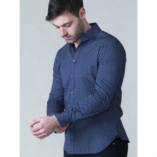 D555 Lavar Long Sleeve Diamond Printed Shirt - Camisas - Camisas Homem Tamanhos Grandes