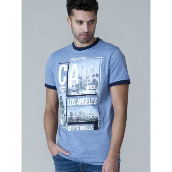 D555 Howie Fine Stripe T-shirt Blue - T-shirts - T-shirts Homem Tamanhos Grandes