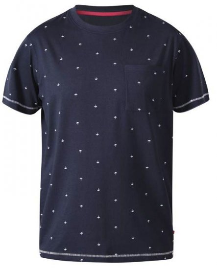 D555 Forbes Umbrella Printed Crew Neck T-Shirt Navy - T-shirts - T-shirts Homem Tamanhos Grandes