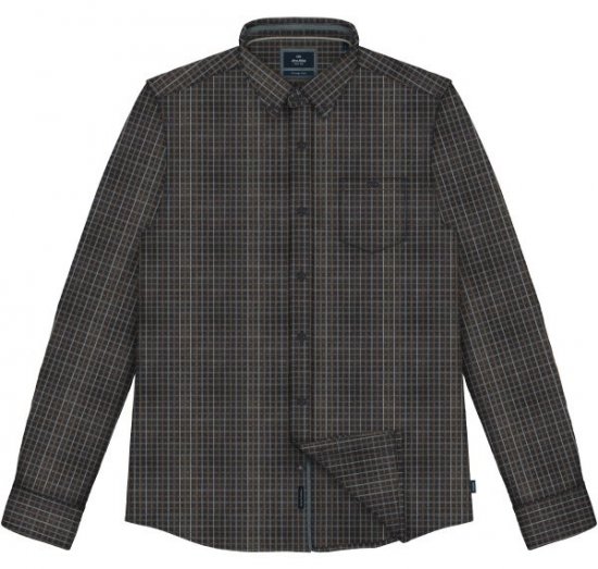 Double Outfitters FS-5230 Camisa de xadrez Azul-marinho/Castanho - Camisas - Camisas Homem Tamanhos Grandes