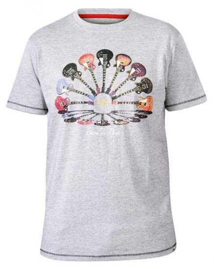 D555 Gillard Guitars Crew Neck Printed T-Shirt Grey - T-shirts - T-shirts Homem Tamanhos Grandes