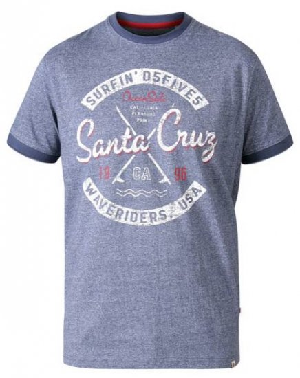 D555 Gove Santa Cruz Surfer Print Ringer T-Shirt Navy - T-shirts - T-shirts Homem Tamanhos Grandes