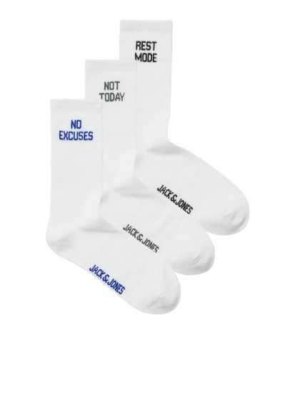 Jack & Jones Power Statements Meias de ténis Branco pack de 3 - Roupa Interior & natação - Roupa interior Homem Tamanhos Grandes