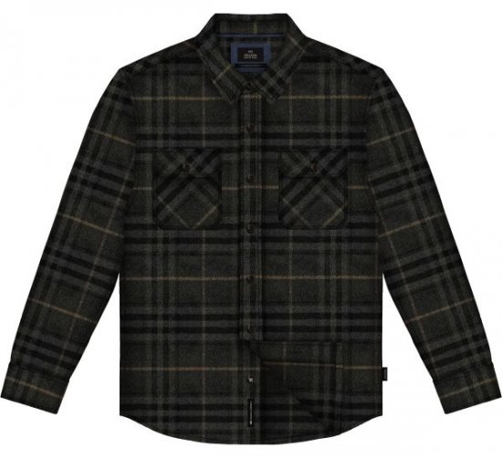 Double Outfitters GS-5233 Camisa de flanela Preto/Cinzento - Camisas - Camisas Homem Tamanhos Grandes