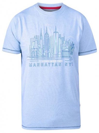 D555 Hemsworth Manhattan Sky Line Crew Neck Printed T-Shirt Blue - T-shirts - T-shirts Homem Tamanhos Grandes