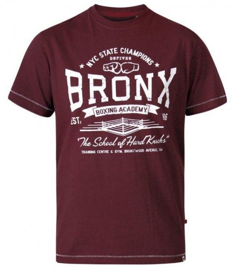 D555 Huddlestone Bronx Boxing Crew Neck Printed T-Shirt Red - T-shirts - T-shirts Homem Tamanhos Grandes