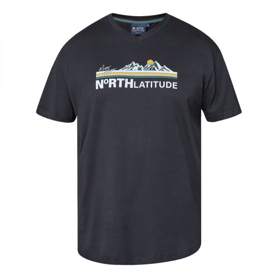North Latitude Mountain T-Shirt V-Neck Preto - T-shirts - T-shirts Homem Tamanhos Grandes